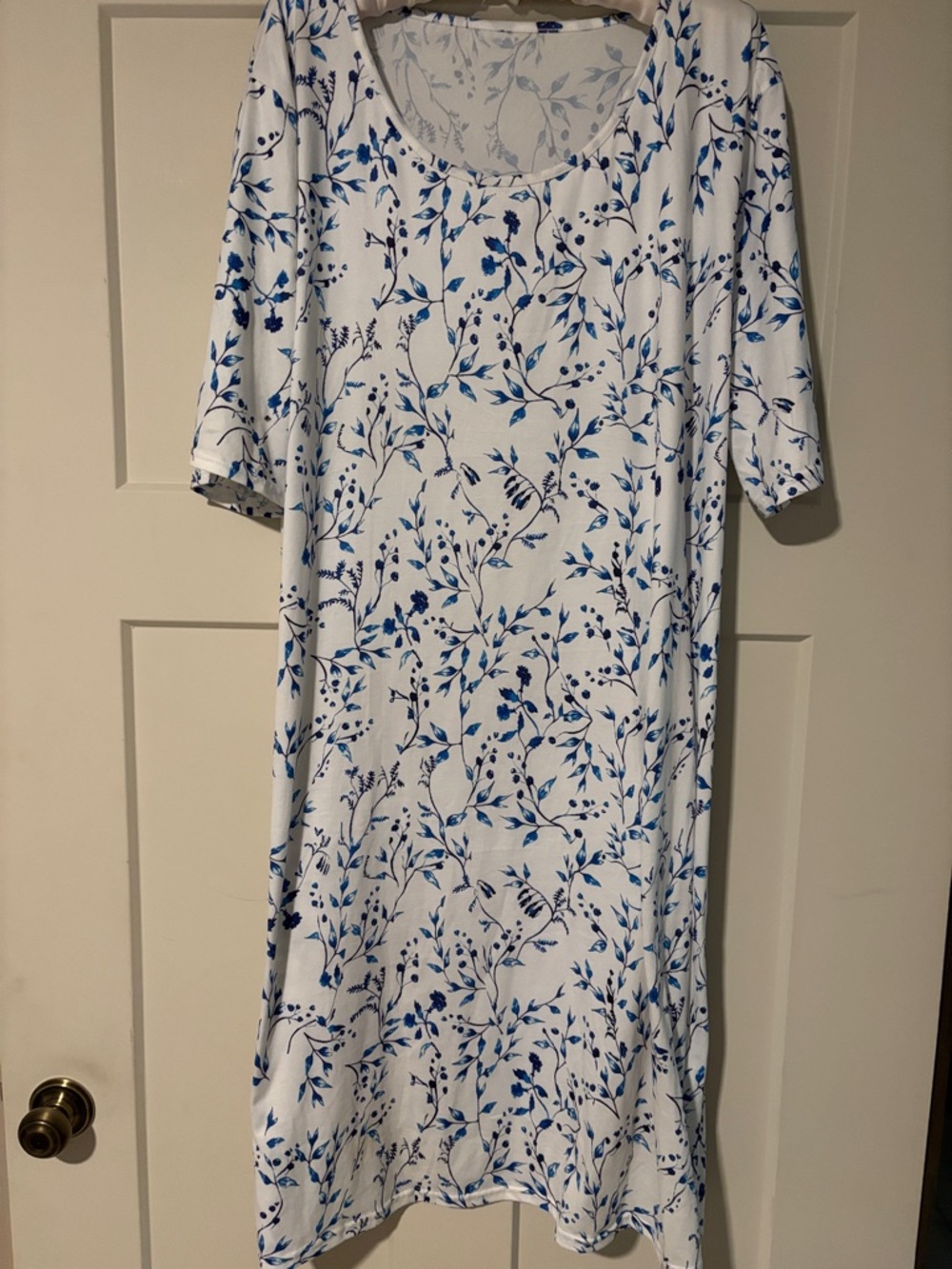 BUNDLE & SAVE!  Blue Floral Scoop Neck Women’s Dress